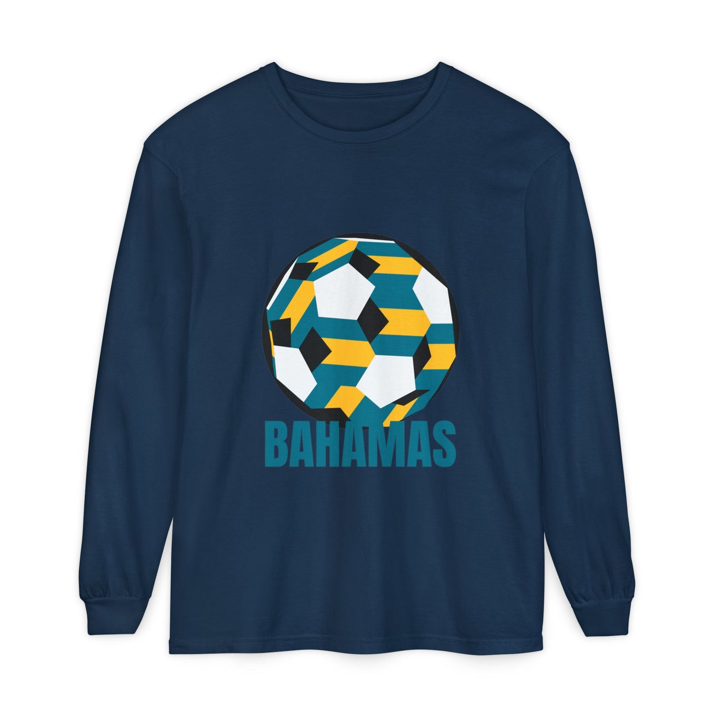 Bahamas Fan Specialty Soccer Ball Design Long Sleeve Tee