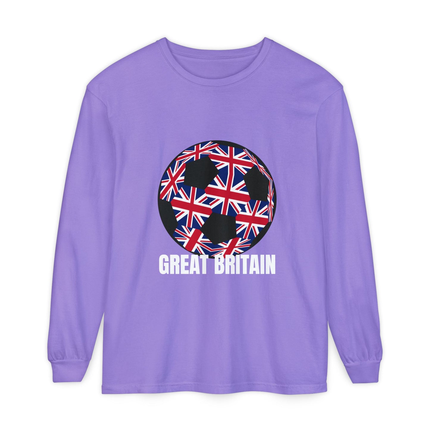 Great Britain Fan Specialty Soccer Ball Design Long Sleeve Tee