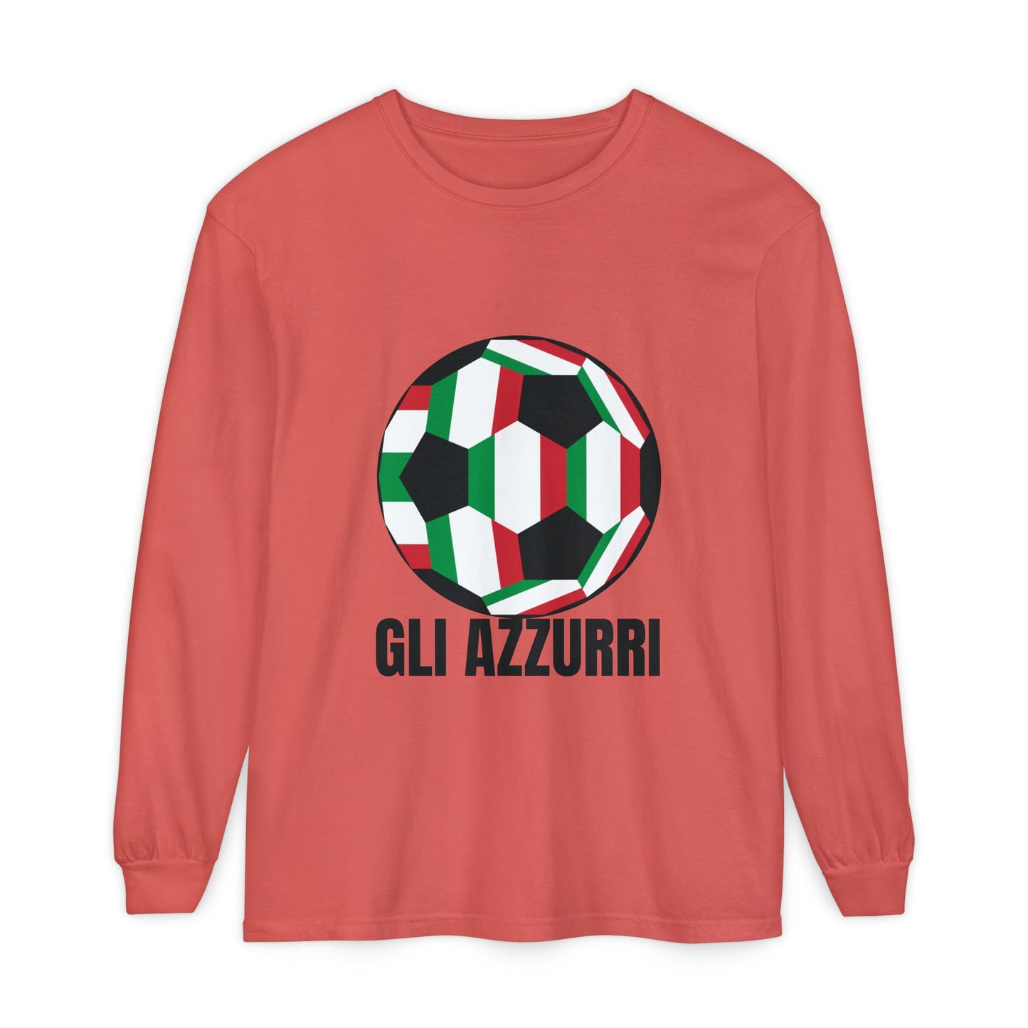 Gli Azzurri Fan Specialty Soccer Ball Design Long Sleeve Tee