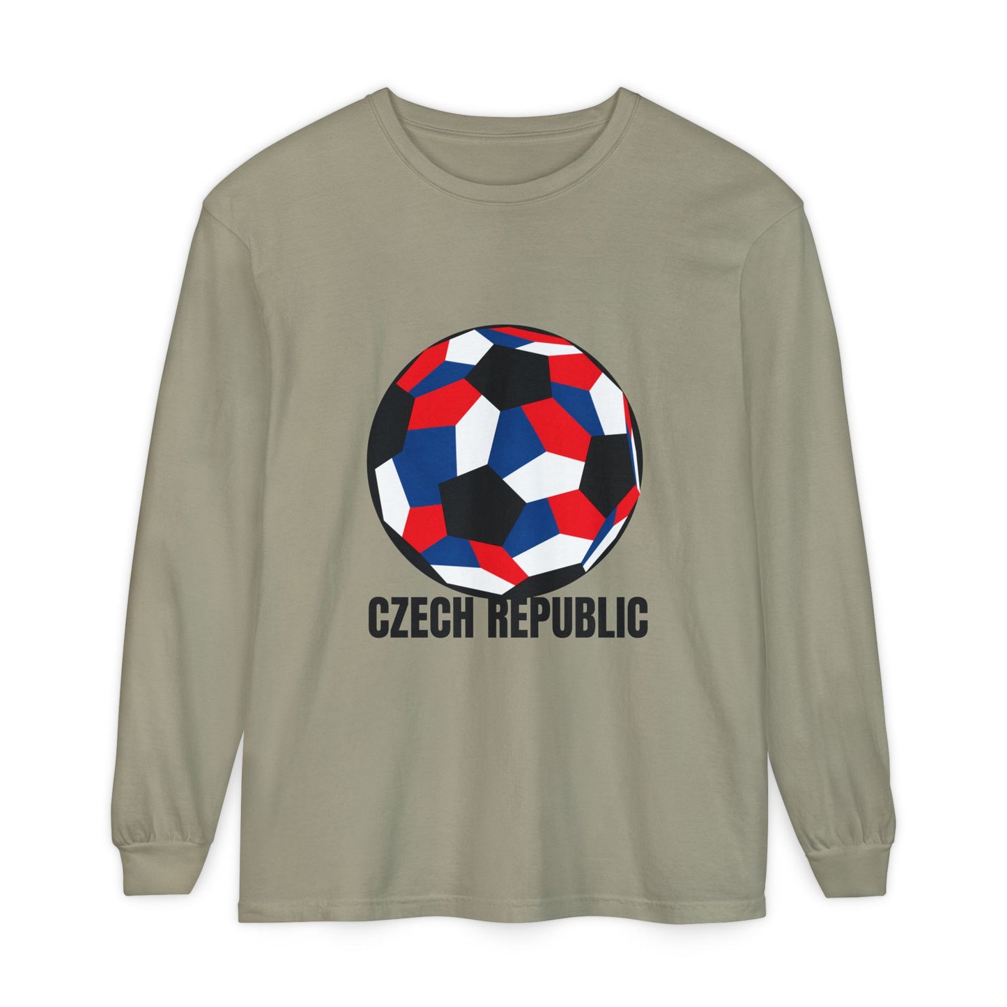 Czech Republic Fan Specialty Soccer Ball Design Long Sleeve Tee