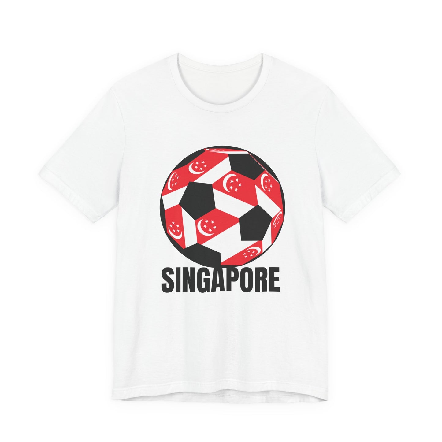 Singapore Fan Specialty Soccer Ball Design T Shirt Black Text