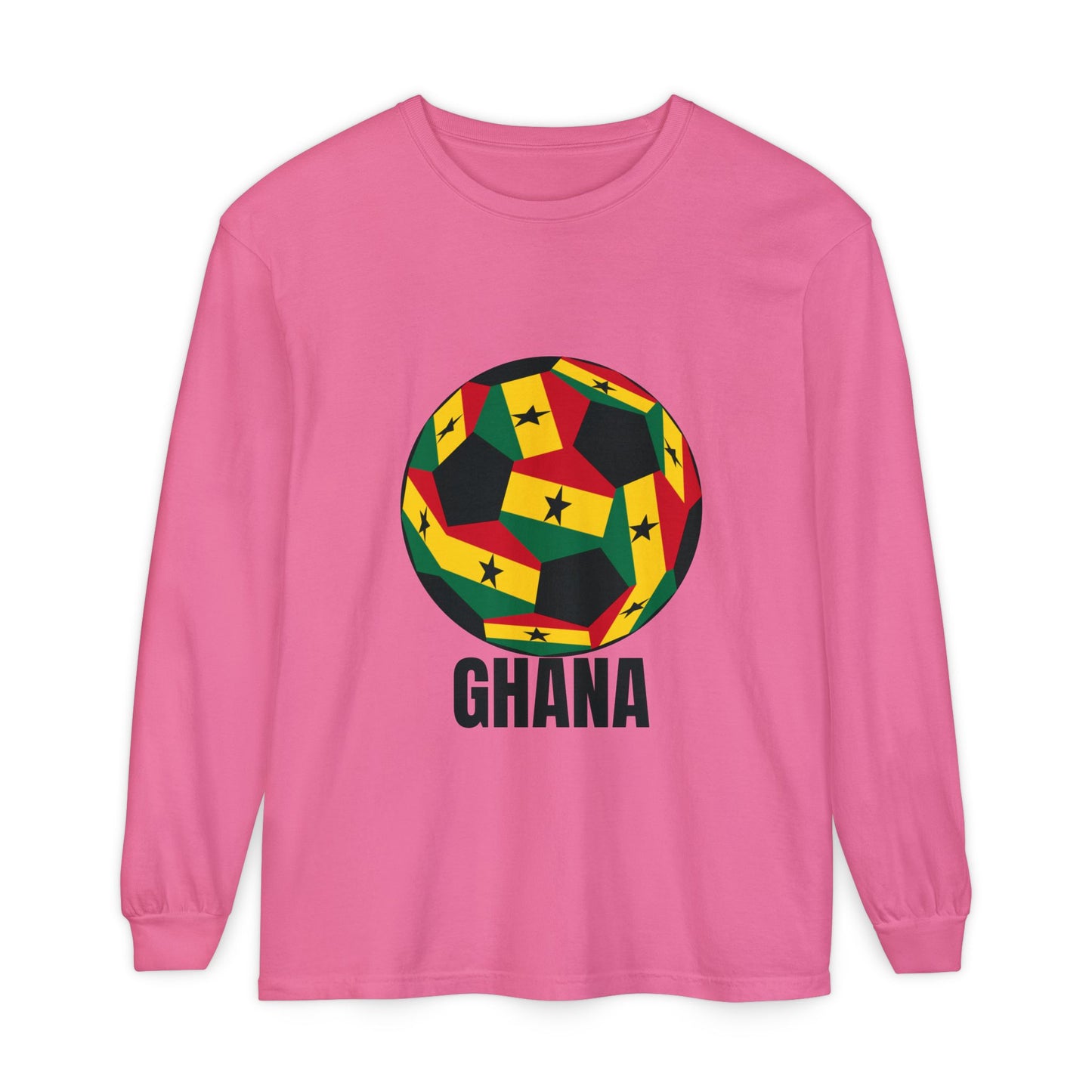 Ghana Fan Specialty Soccer Ball Design Long Sleeve Tee
