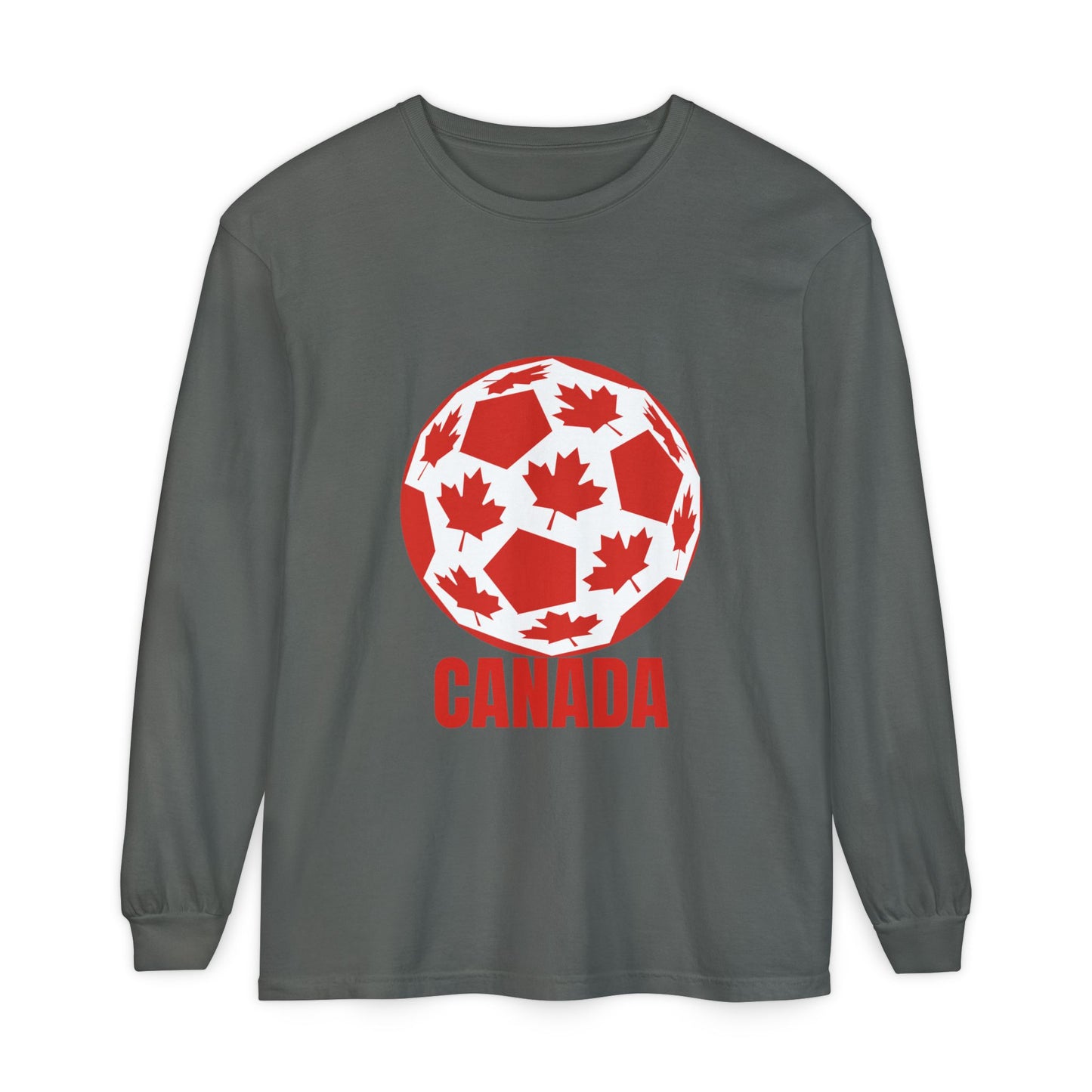 Canada Fan Specialty Soccer Ball Design Long Sleeve T Shirt