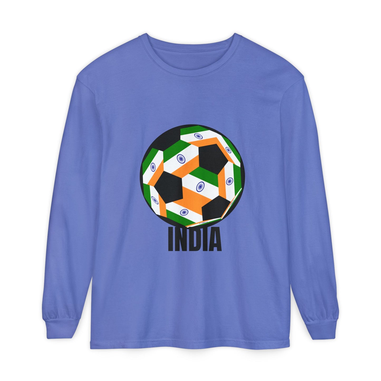 India Fan Specialty Soccer Ball Design Long Sleeve Tee