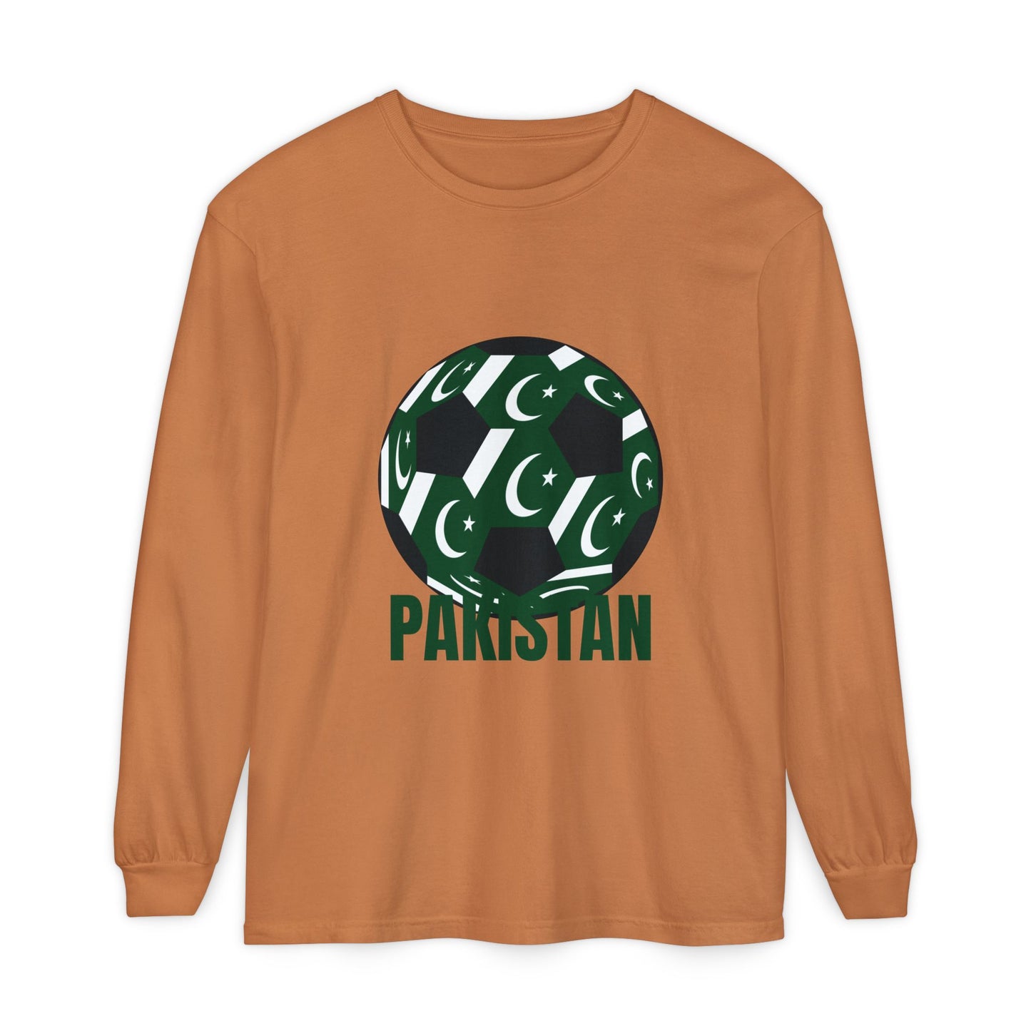 Pakistan Fan Specialty Soccer Ball Design T Shirt  Long Sleeve Tee