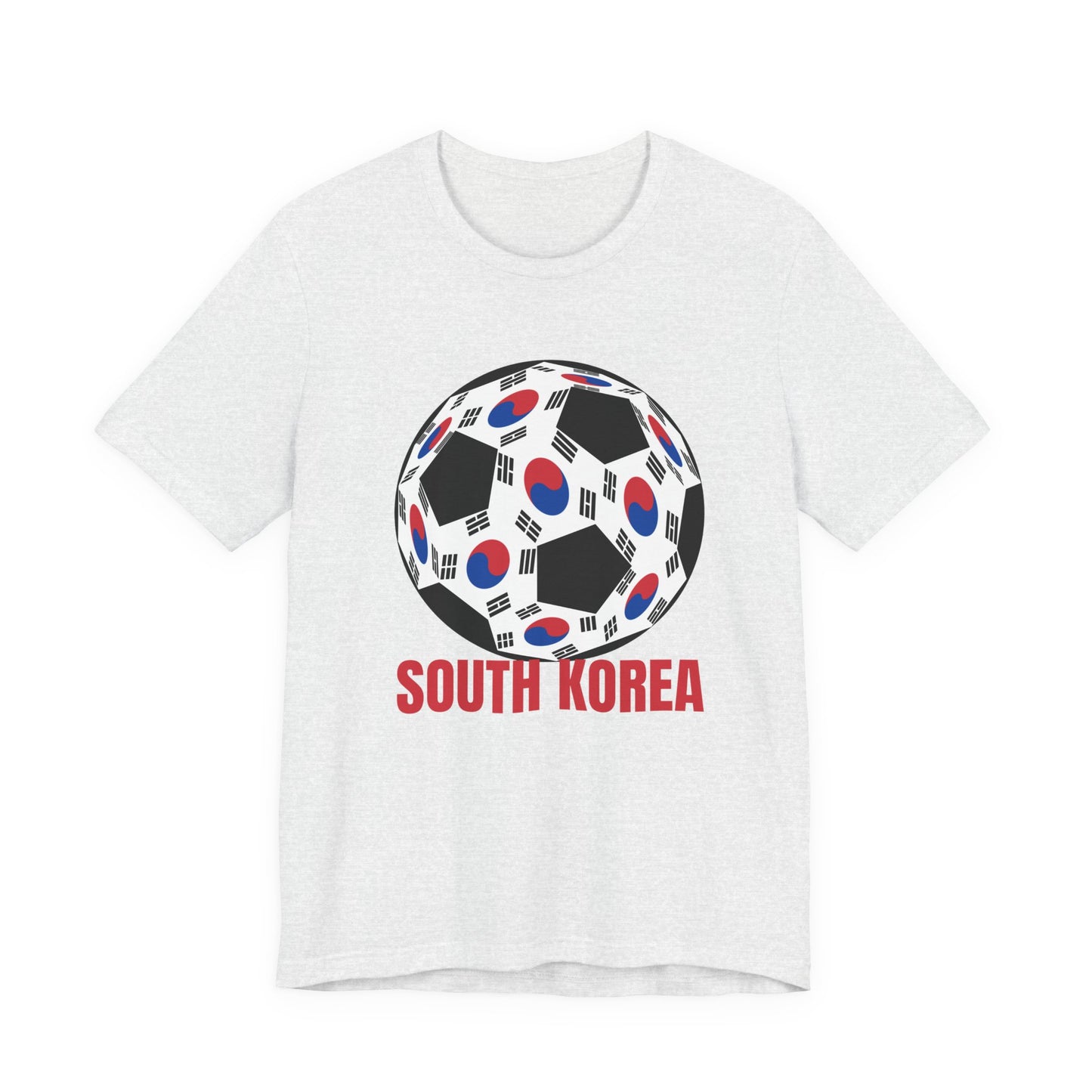 South Korea Fan Specialty Soccer Ball Design T Shirt Red Text
