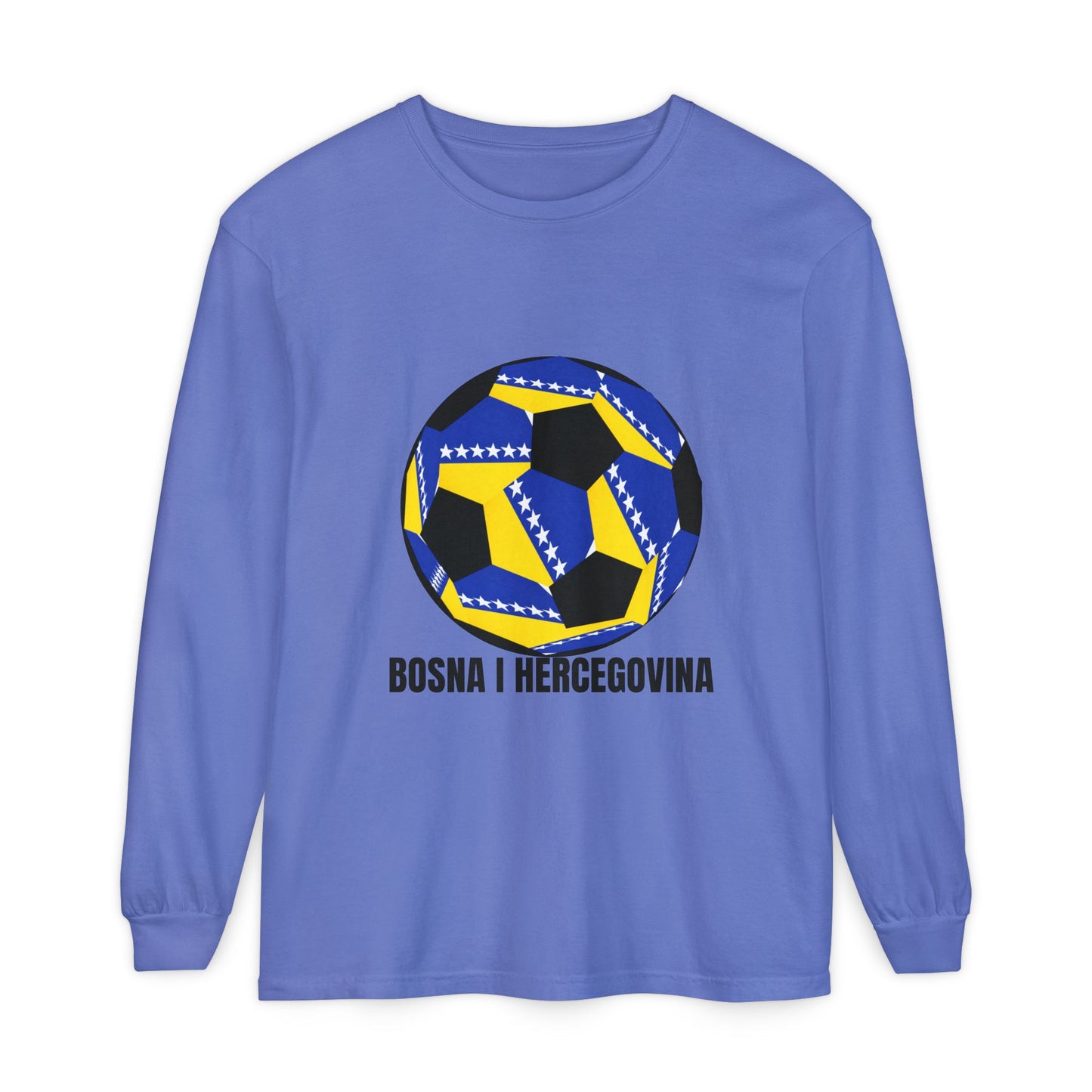 Bosnia Herzegovina Fan Specialty Soccer Ball Design Long Sleeve Tee