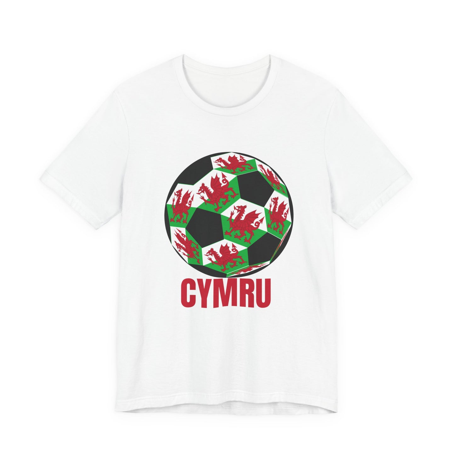 Cymru Fan Specialty Soccer Ball Design T Shirt Red Text