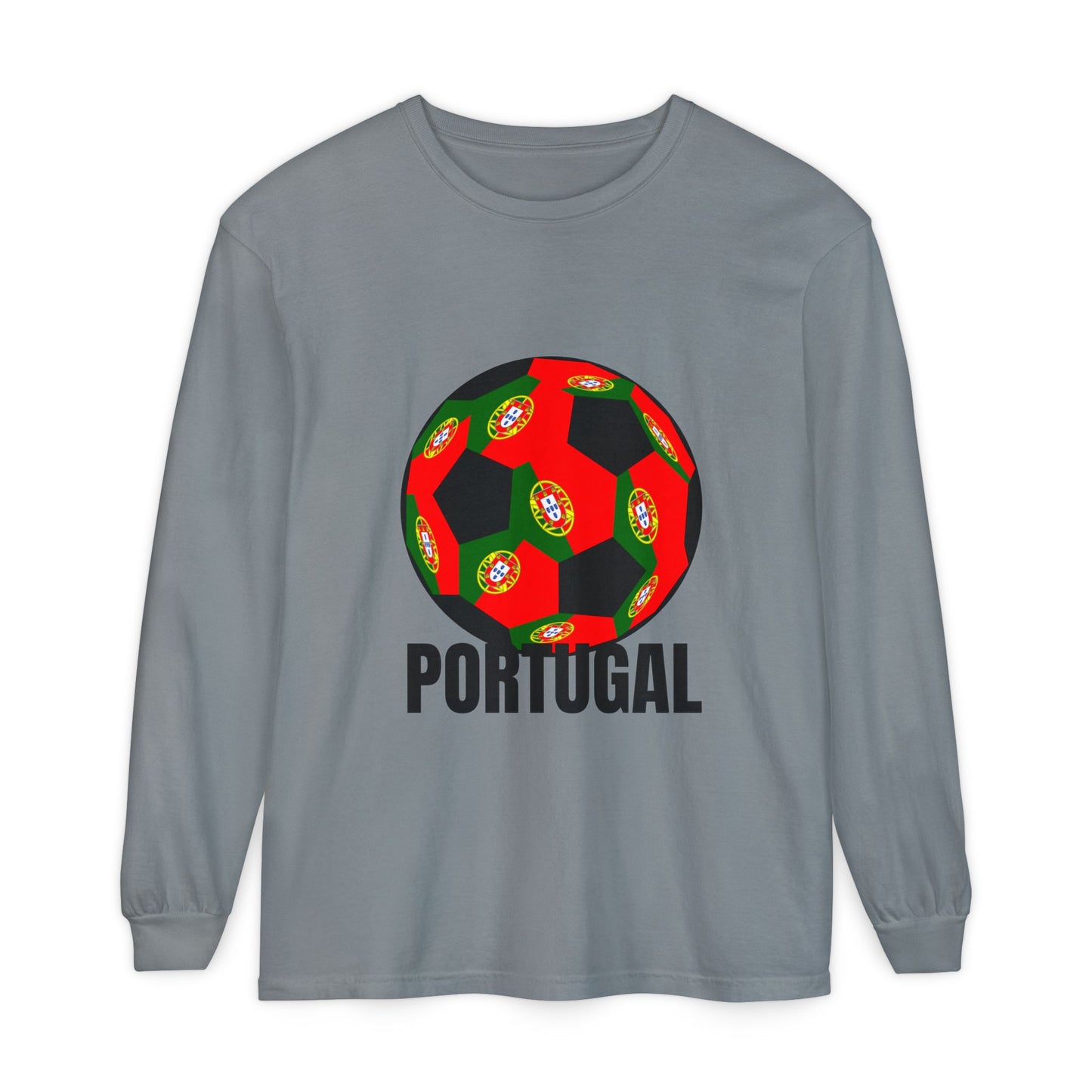 Portugal Fan Specialty Soccer Ball Design Long Sleeve Tee