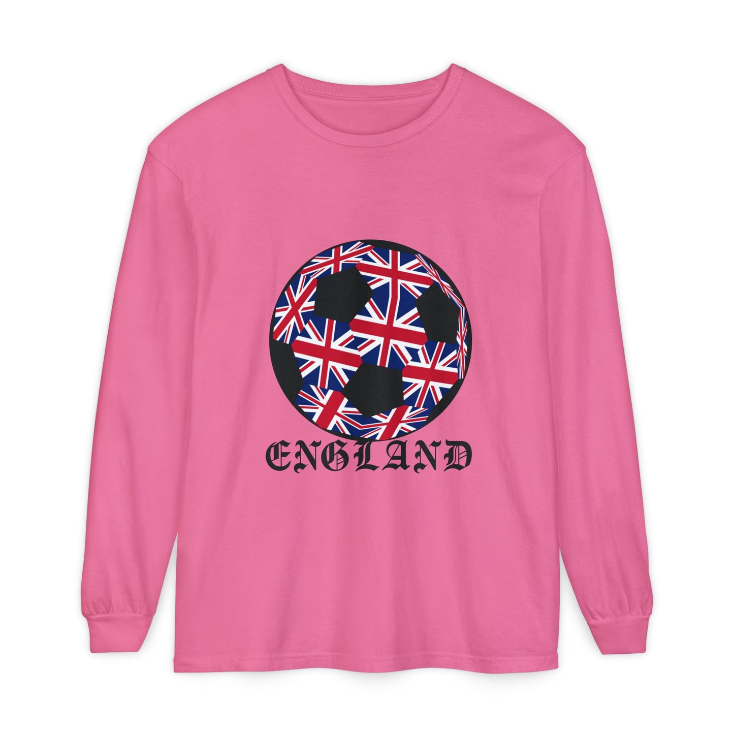 Old English Style Specialty Soccer Ball Design Long Sleeve Tee