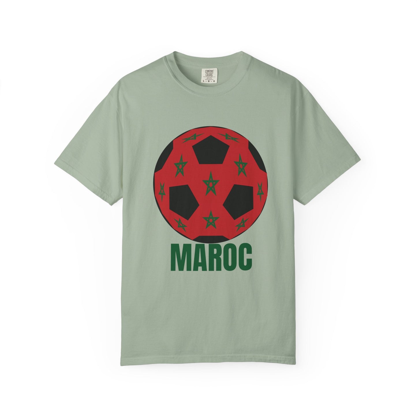 Morocco Maroc Fan Specialty Soccer Ball Design T Shirt Green Print