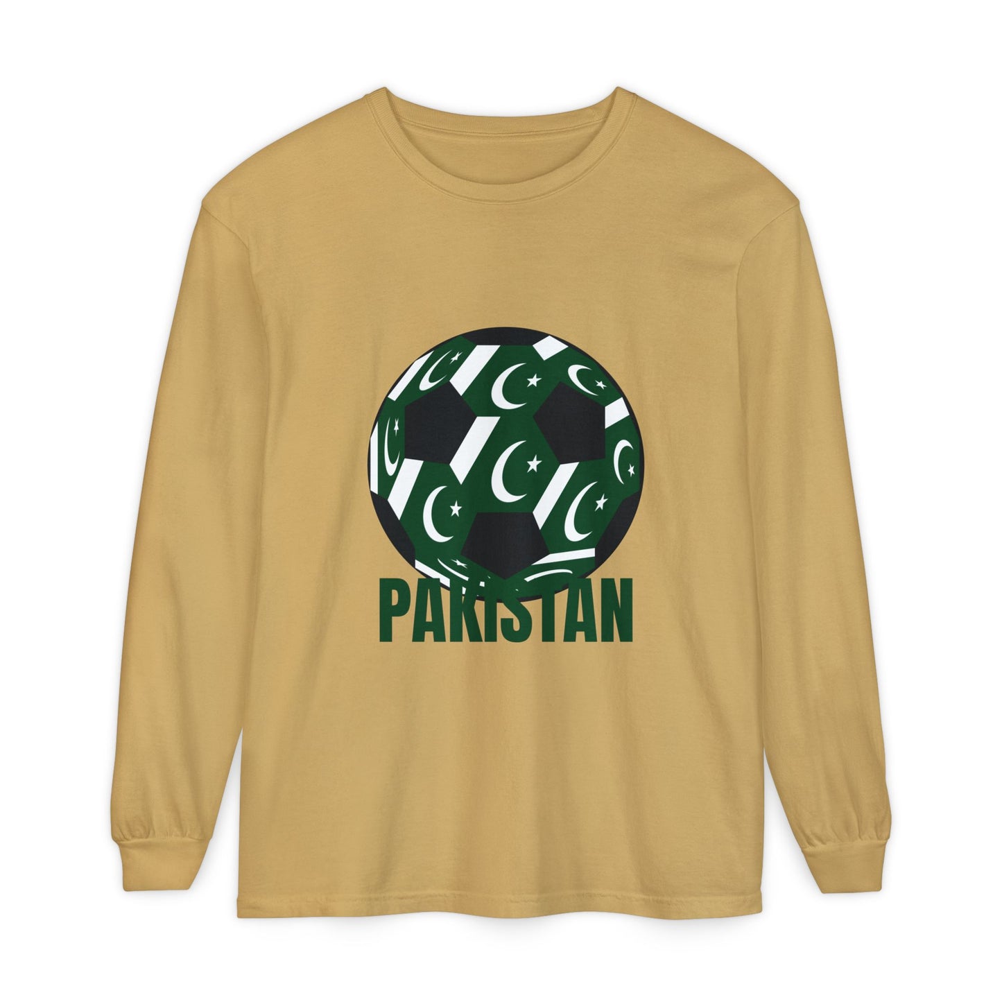 Pakistan Fan Specialty Soccer Ball Design T Shirt  Long Sleeve Tee