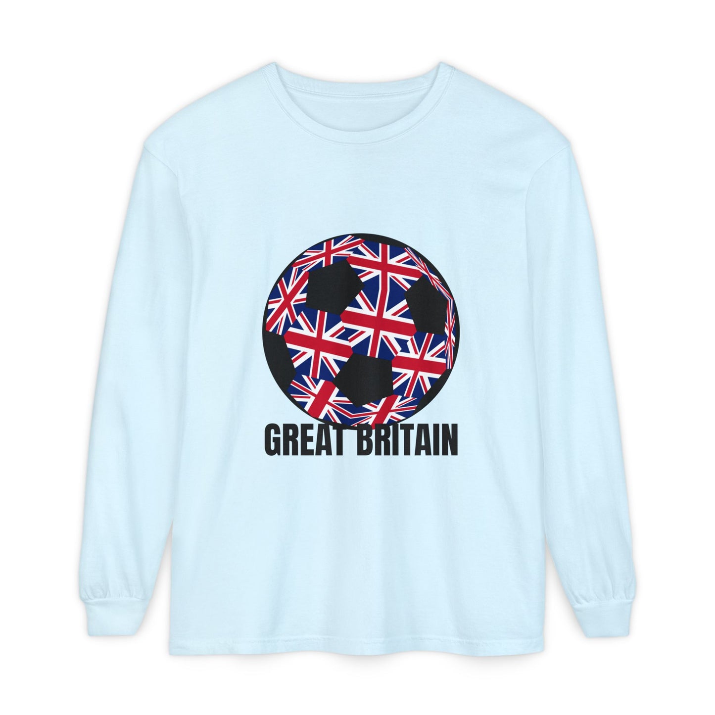 Great Britain Fan Specialty Soccer Ball Design Long Sleeve T-Shirt