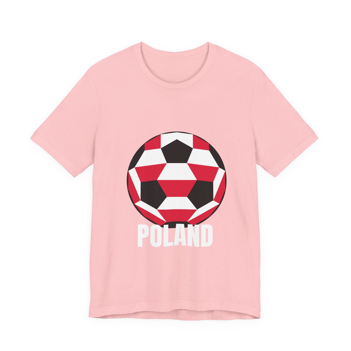 Poland Fan Specialty Soccer Ball Design T Shirt White Text