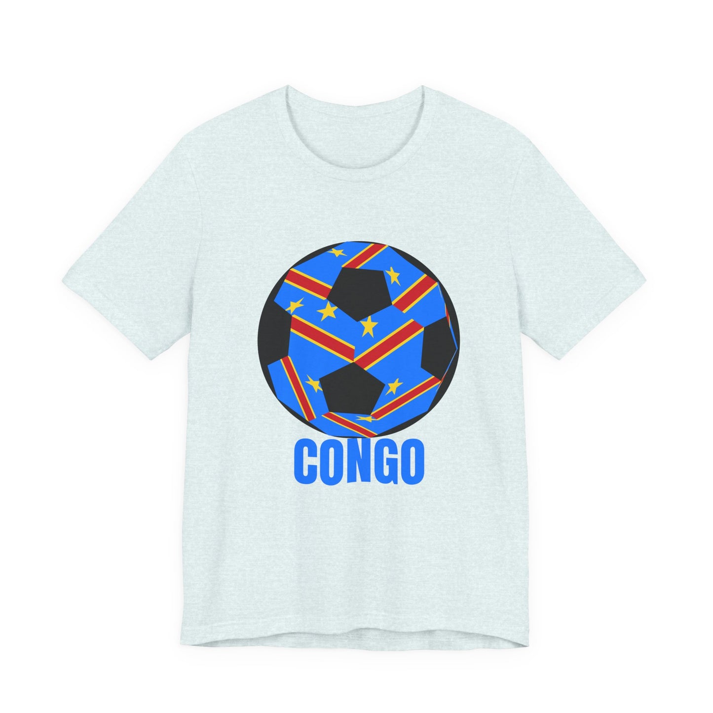 Congo Fan Specialty Soccer Ball Design T Shirt Blue Text