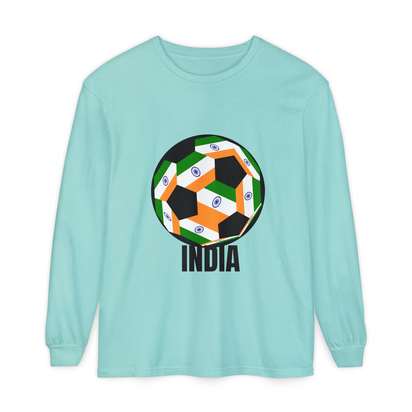 India Fan Specialty Soccer Ball Design Long Sleeve Tee