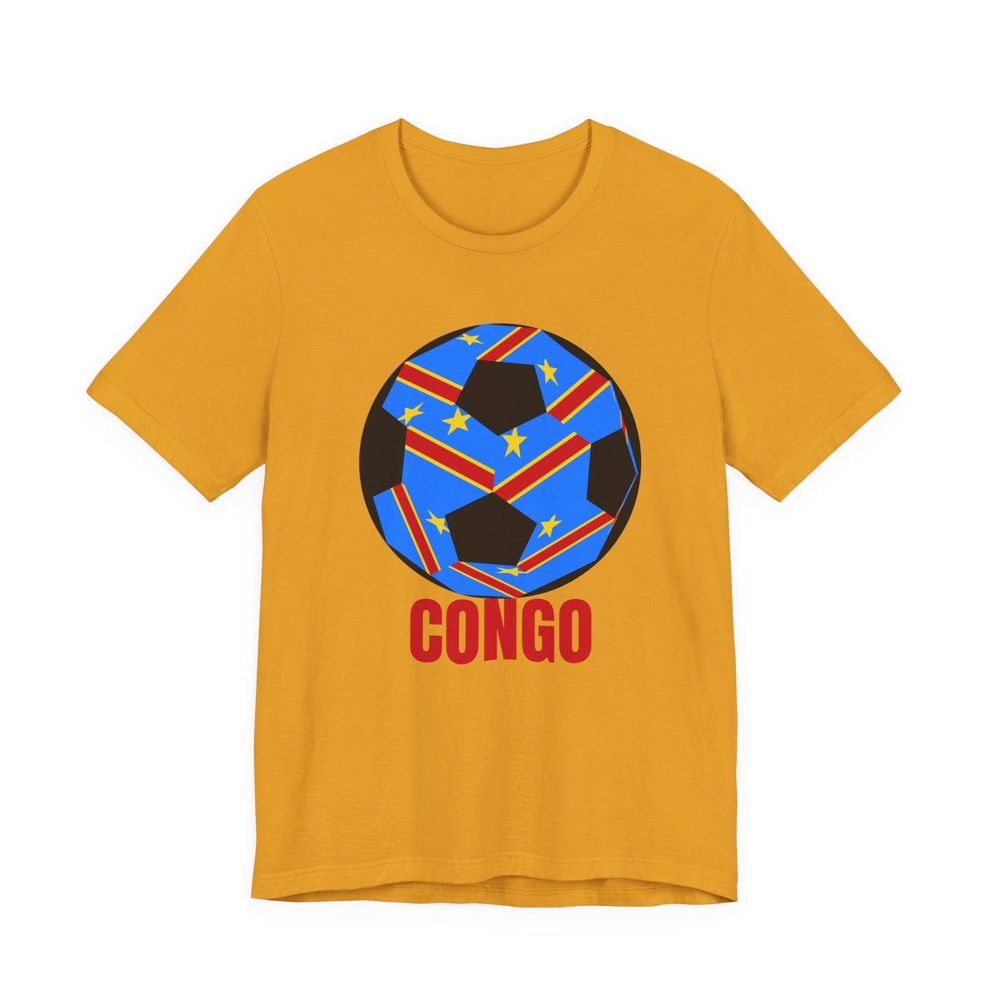 Congo Fan Specialty Soccer Ball Design T Shirt Red Text