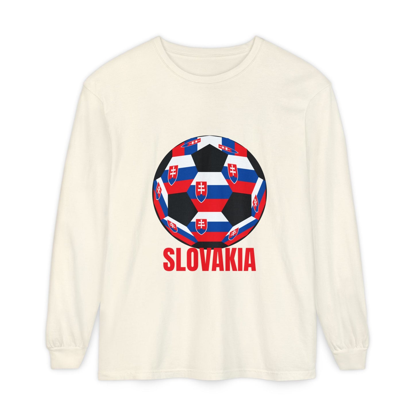 Slovakia Fan Specialty Soccer Ball Design Long Sleeve Tee