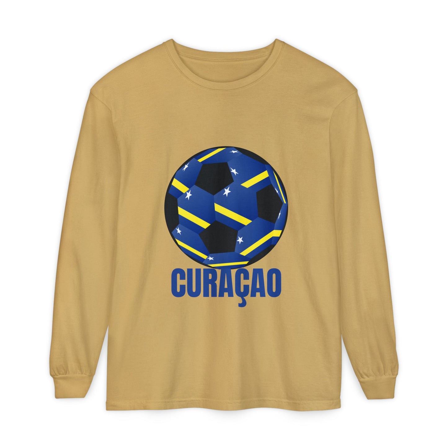 Curacao Fan Specialty Soccer Ball Design Long Sleeve Shirt