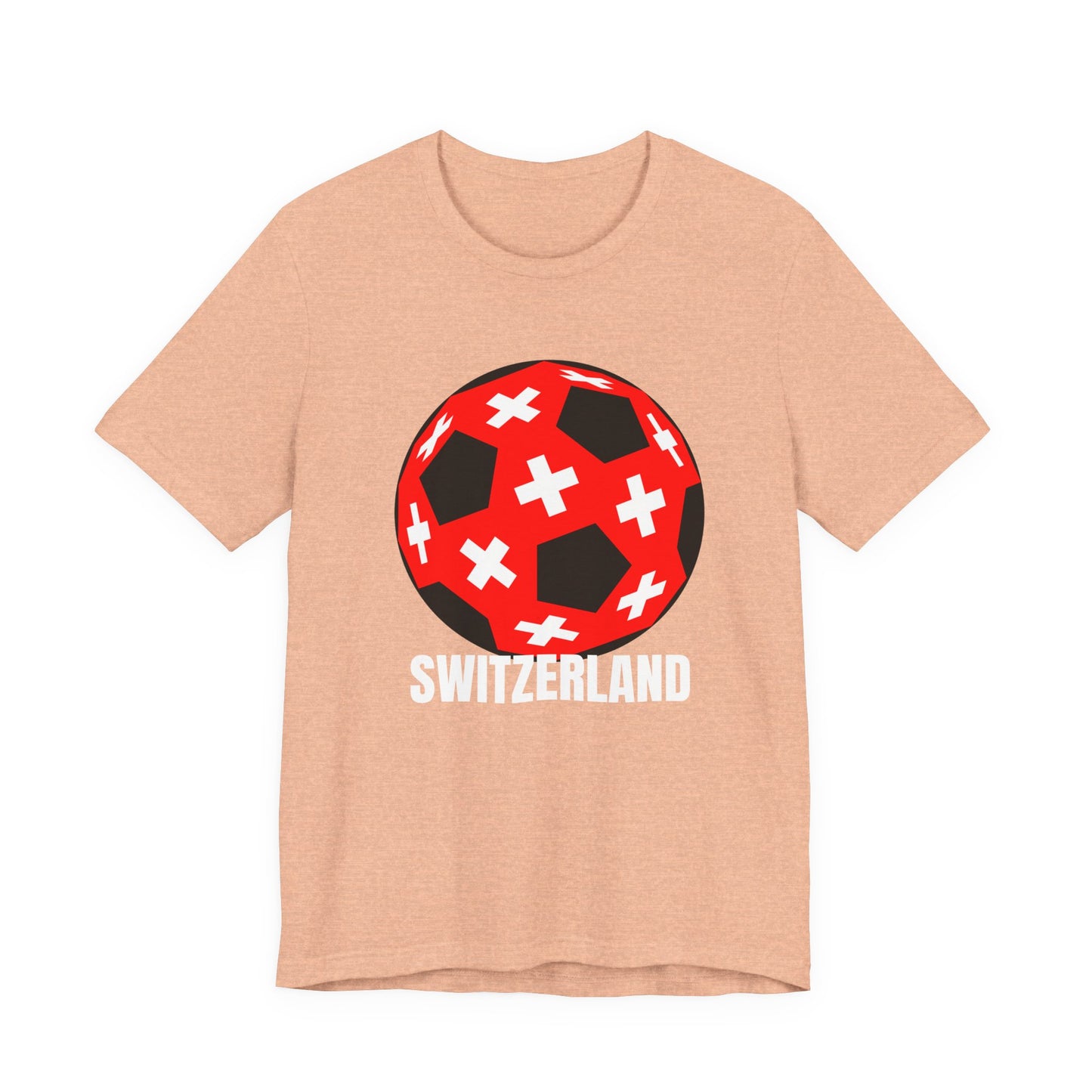 Switzerland Fan Specialty Soccer Ball Design T Shirt White Text