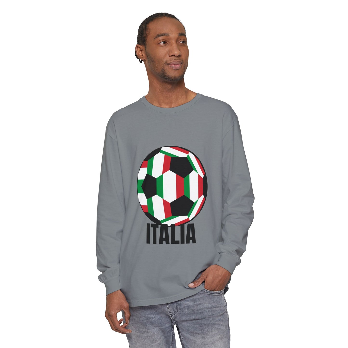 Italia Fan Specialty Soccer Ball Design Long Sleeve Tee