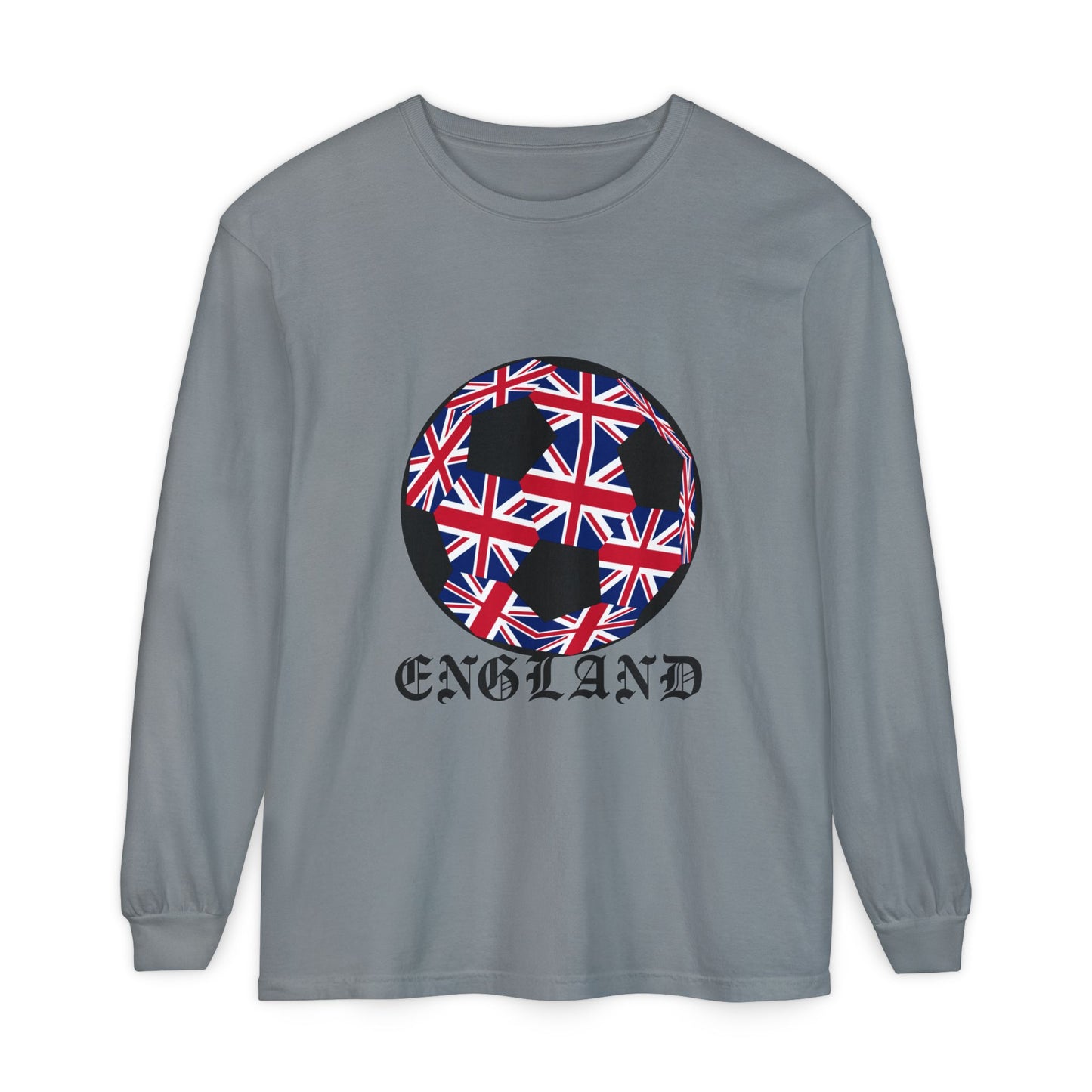 Old English Style Specialty Soccer Ball Design Long Sleeve Tee