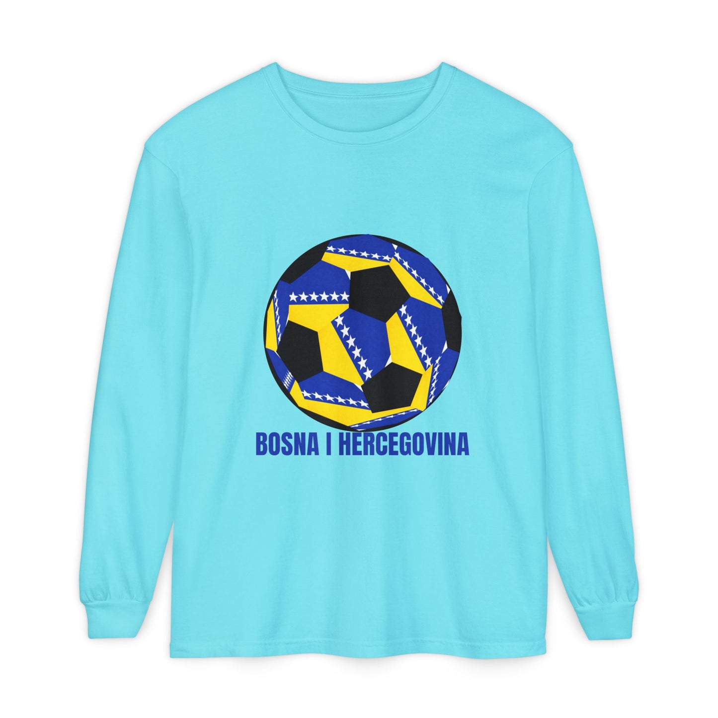 Bosnia Herzegovina Fan Specialty Soccer Ball Design Long Sleeve Tee