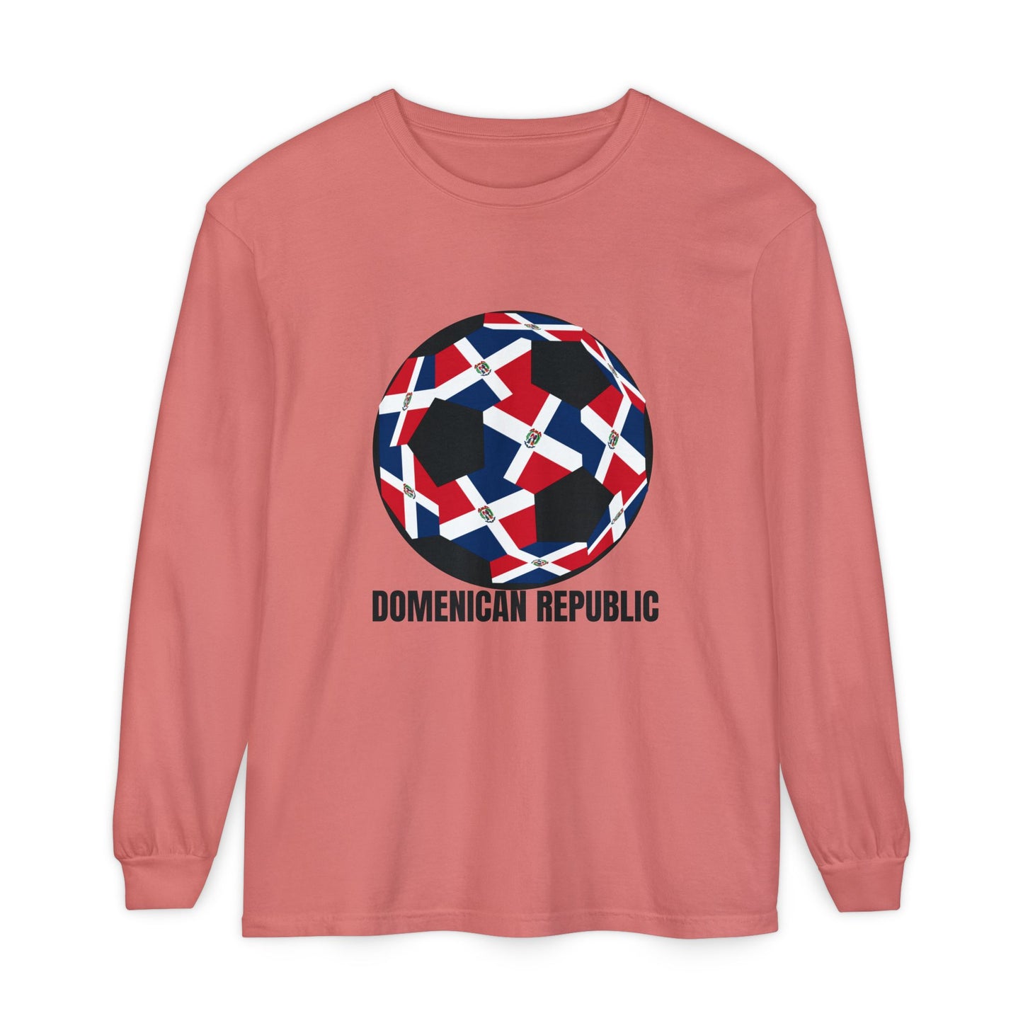 Domenican Republic Fan Specialty Soccer Ball Design Long Sleeve Tee