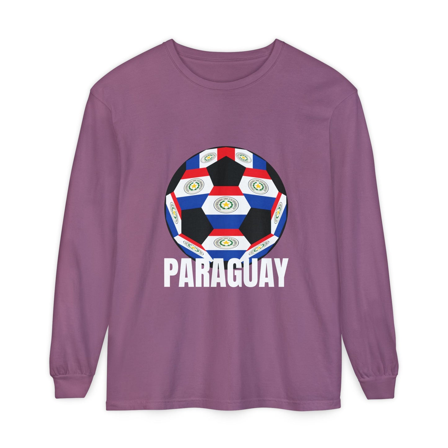 Paraguay Fan Specialty Soccer Ball Design Long Sleeve Tee