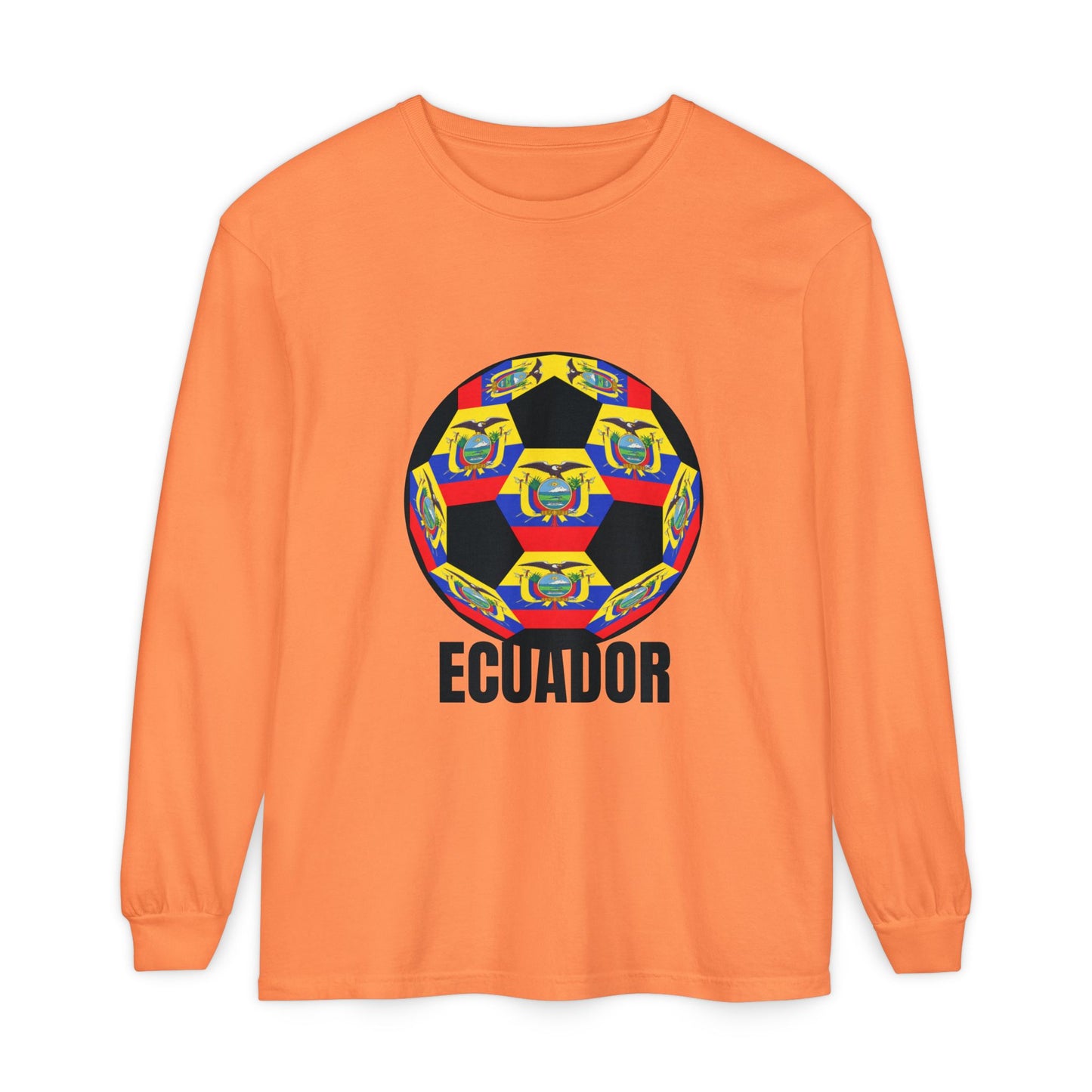 Ecuador Fan Specialty Soccer Ball Design Ball Long Sleeve Tee