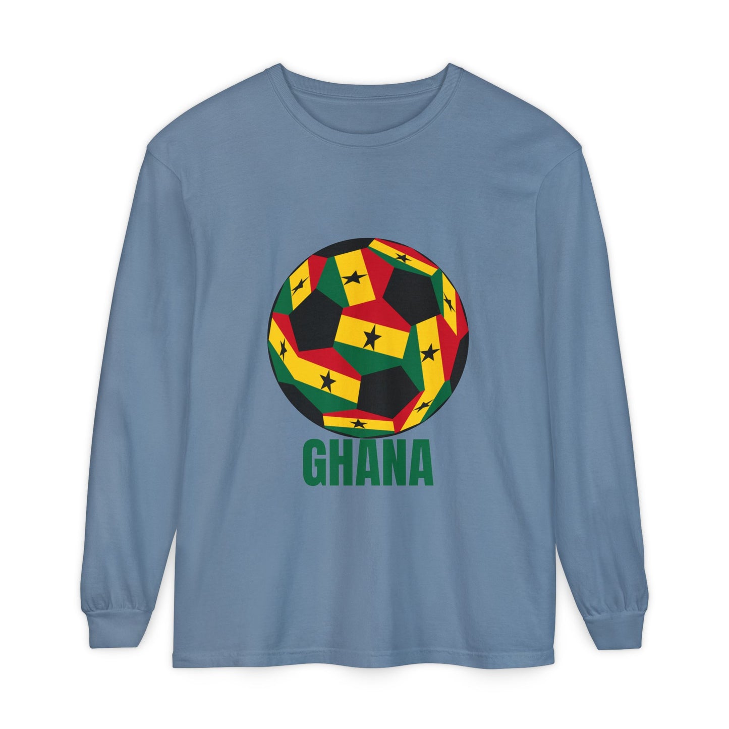 Ghana Fan Specialty Soccer Ball Design Long Sleeve Tee