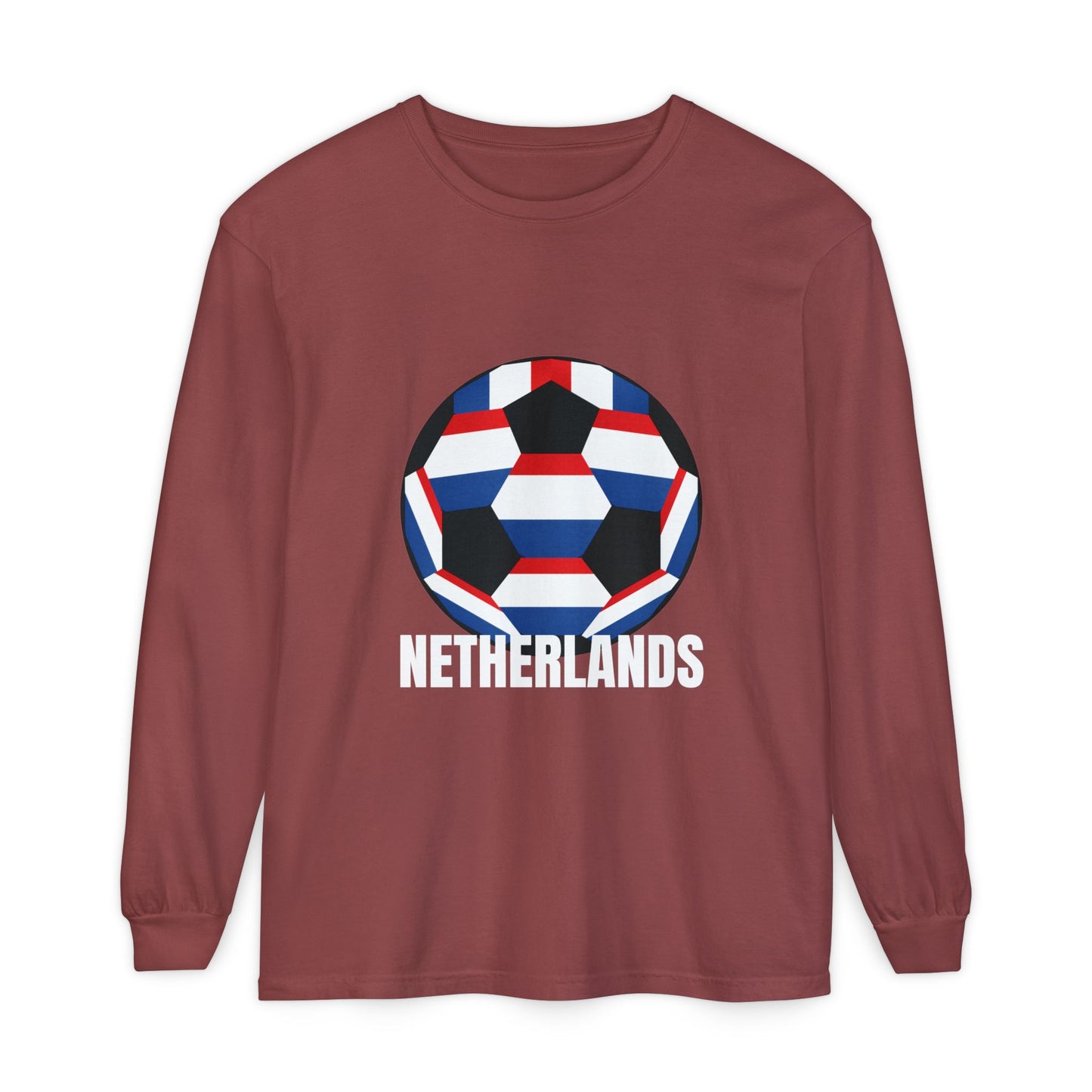 Netherlands Fan Specialty Soccer Ball Design Long Sleeve Tee