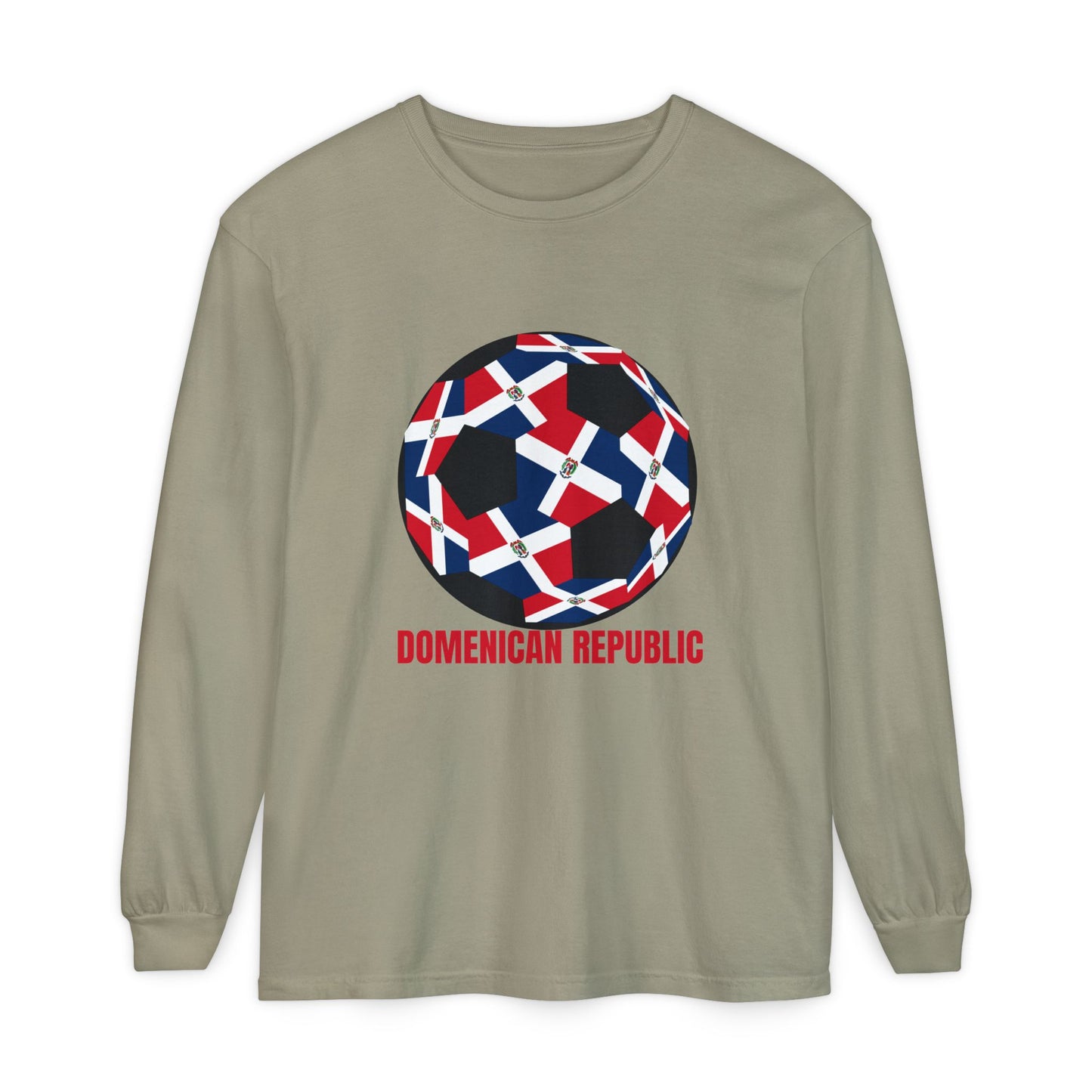 Domenican Republic Fan Specialty Soccer Ball Design Long Sleeve Tee