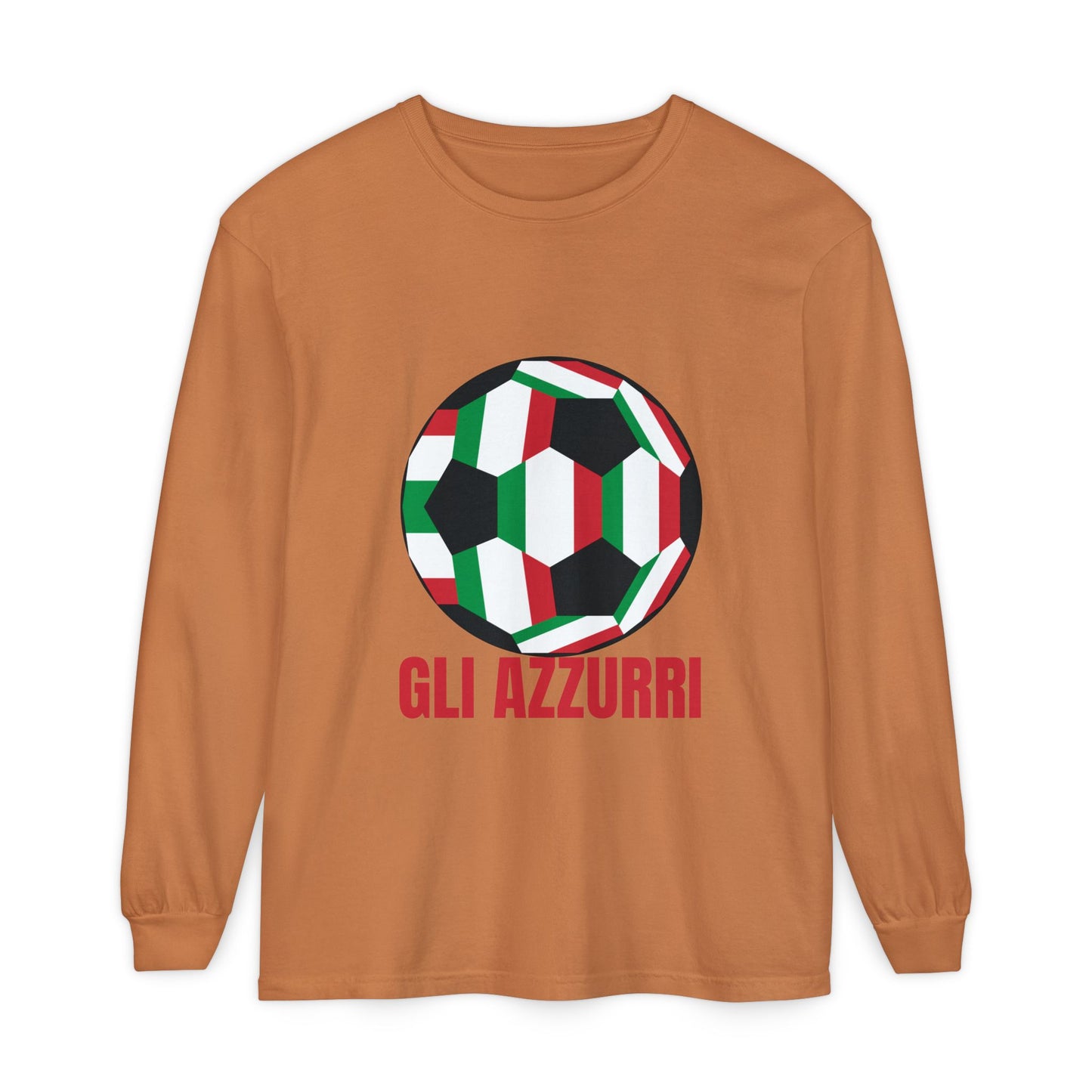 Gli Azzurri Fan Specialty Soccer Ball Design Long Sleeve Tee
