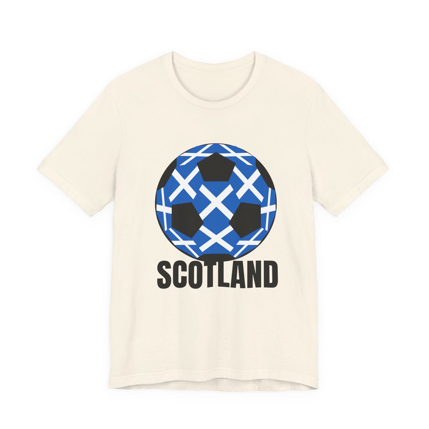 Scotland Fan Specialty Soccer Ball Design T Shirt Black Text