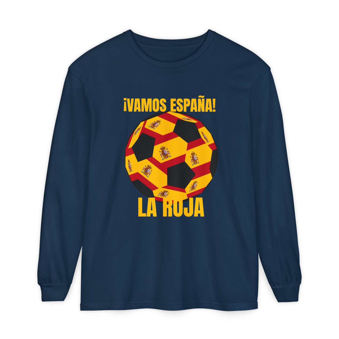 La Roja Soccer Long Sleeve Tee — ¡Vamos España! Gold Text