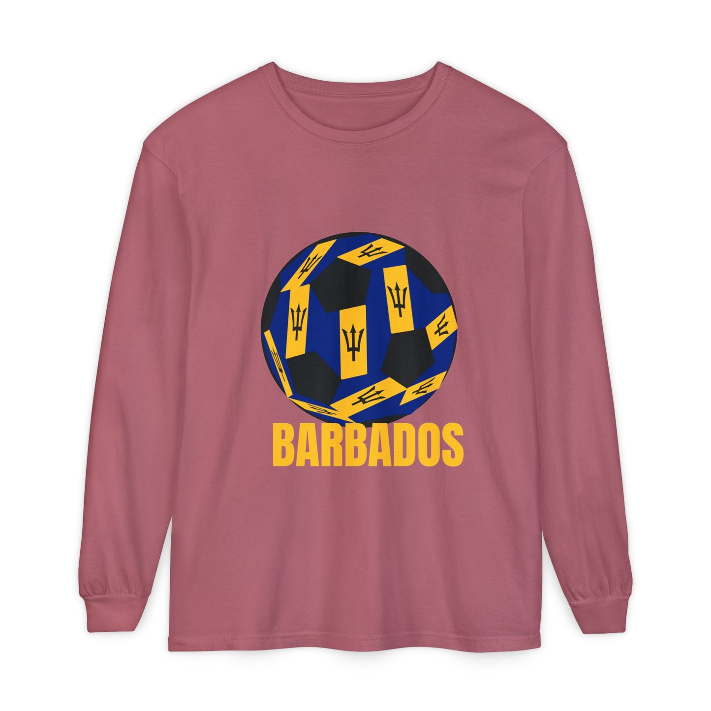 Barbados Fan Specialty Soccer Ball Design Long Sleeve Shirt
