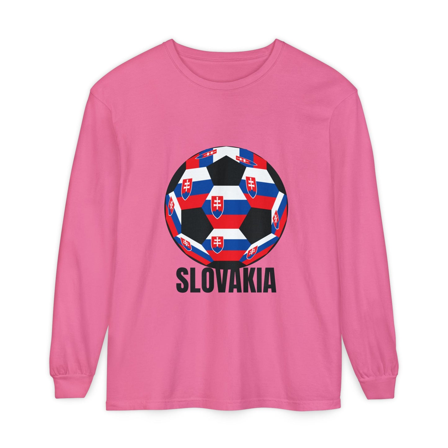 Slovakia Fan Specialty Soccer Ball Design T Shirt Long Sleeve T‑Shirt