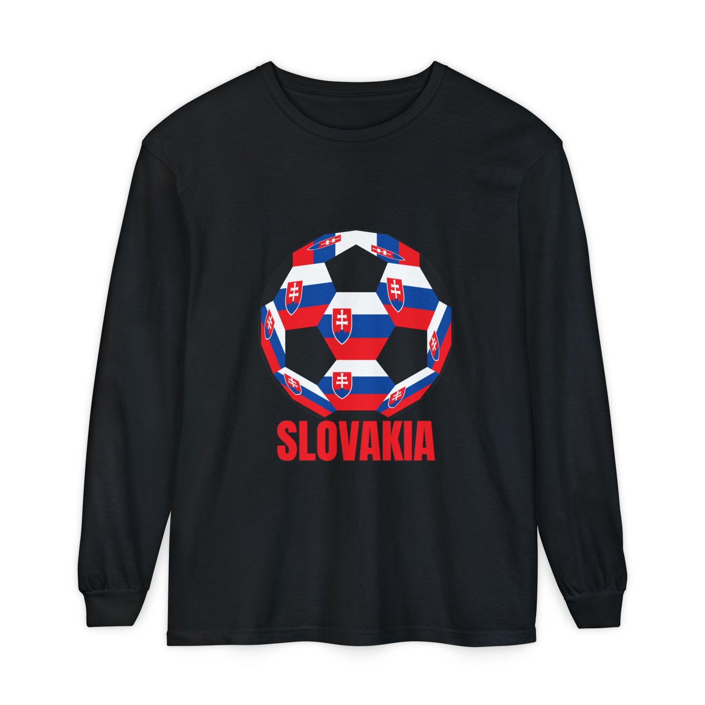Slovakia Fan Specialty Soccer Ball Design Long Sleeve Tee