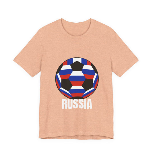 Russia Fan Specialty Soccer Ball Design T Shirt Tee White Text