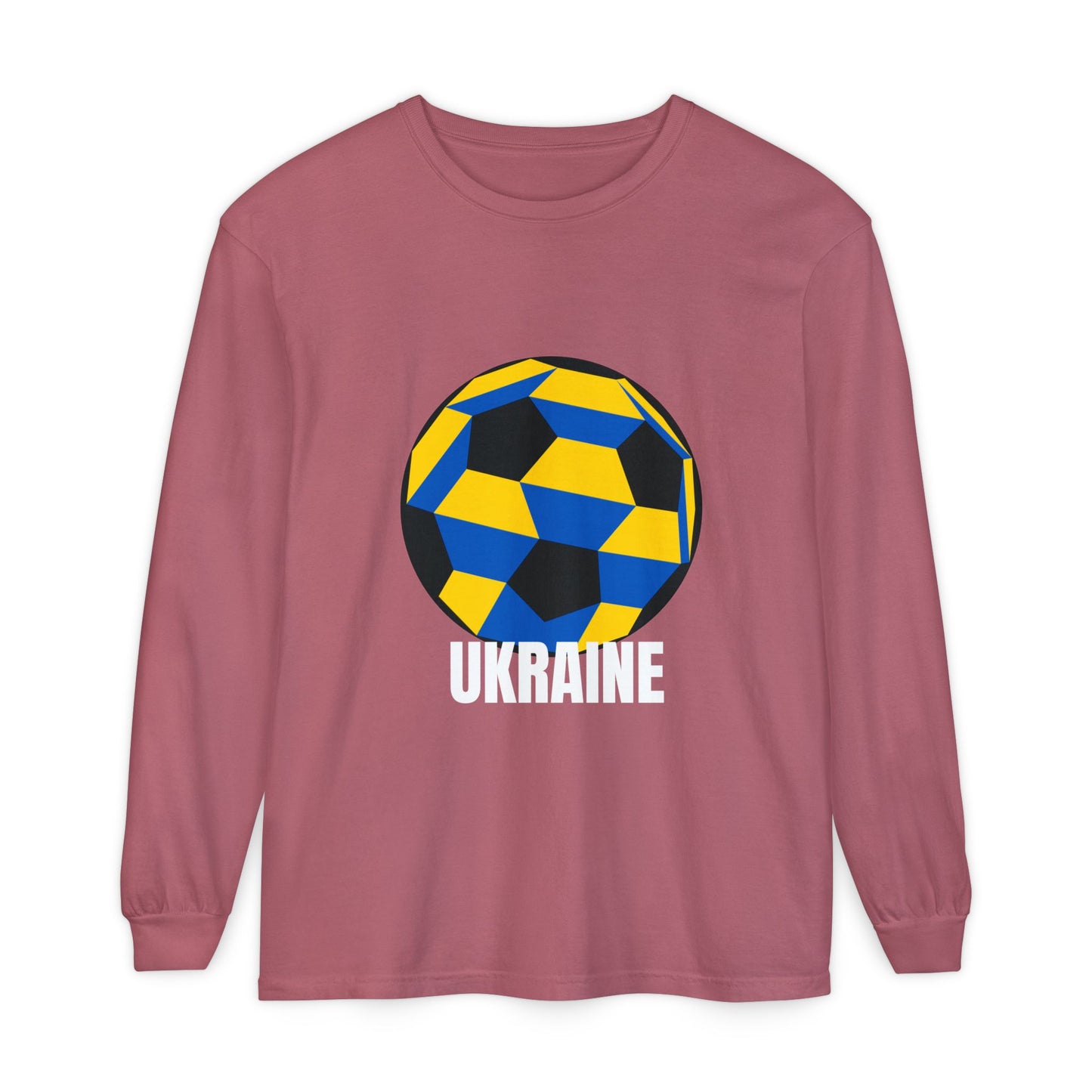 Ukraine Fan Specialty Soccer Ball Design  Long Sleeve Tee