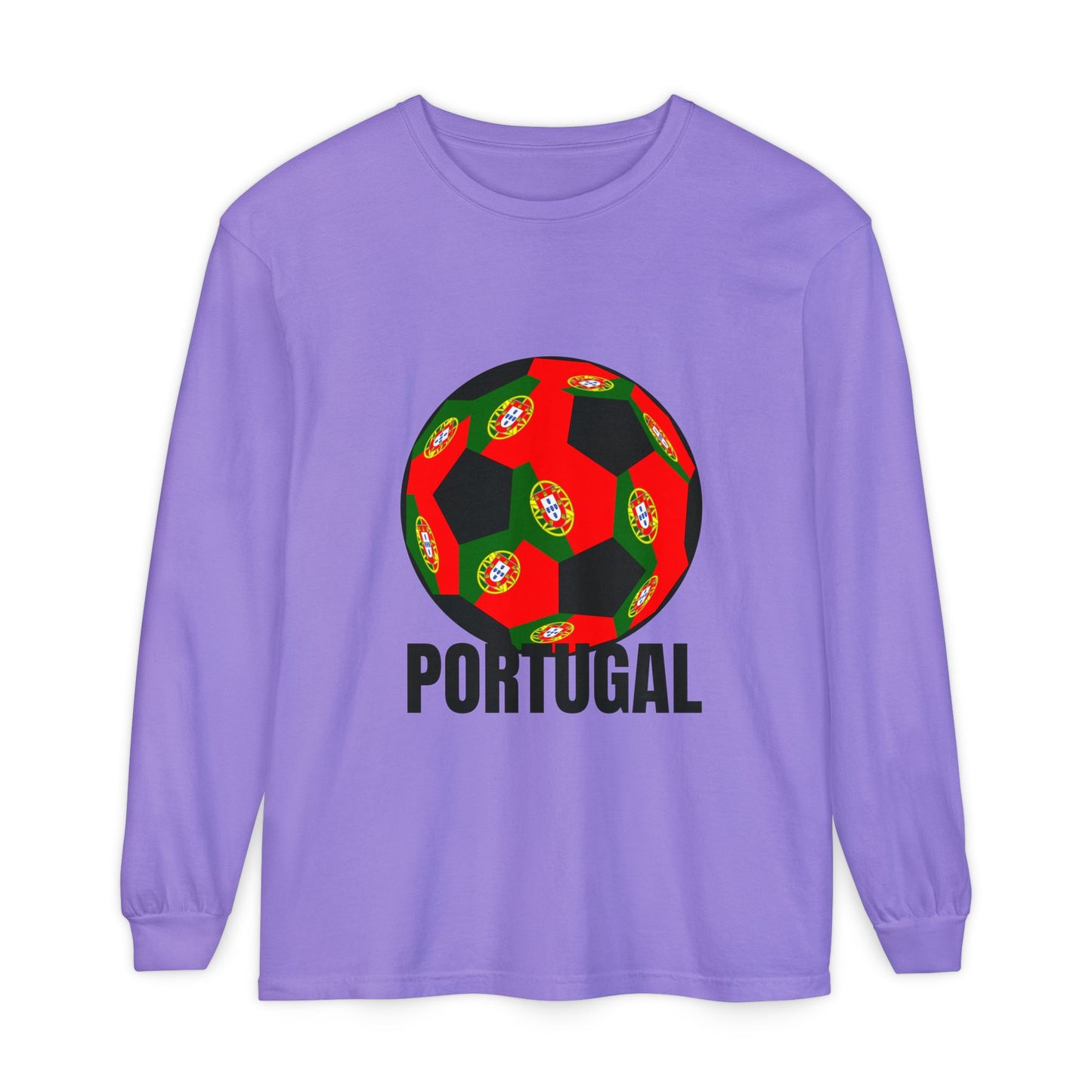Portugal Fan Specialty Soccer Ball Design Long Sleeve Tee