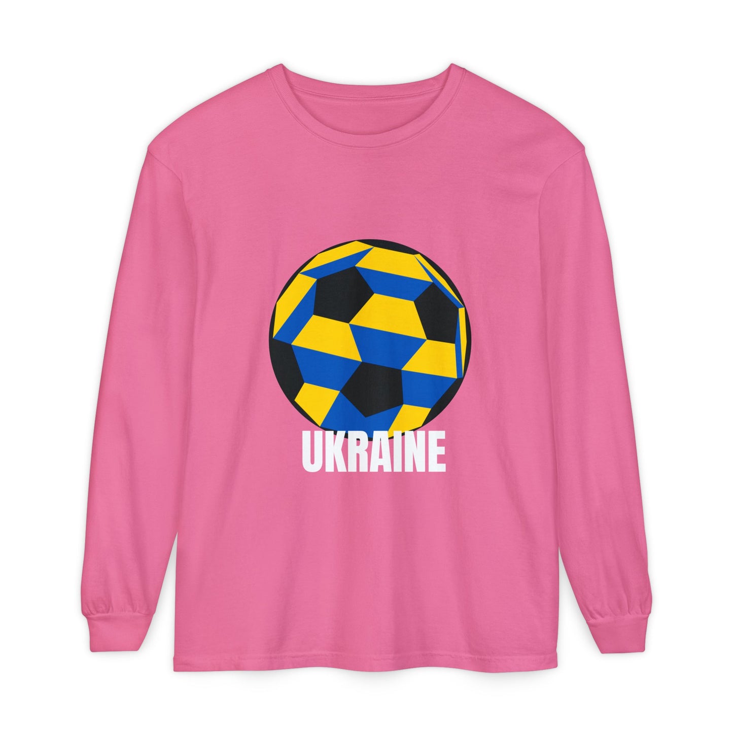 Ukraine Fan Specialty Soccer Ball Design  Long Sleeve Tee