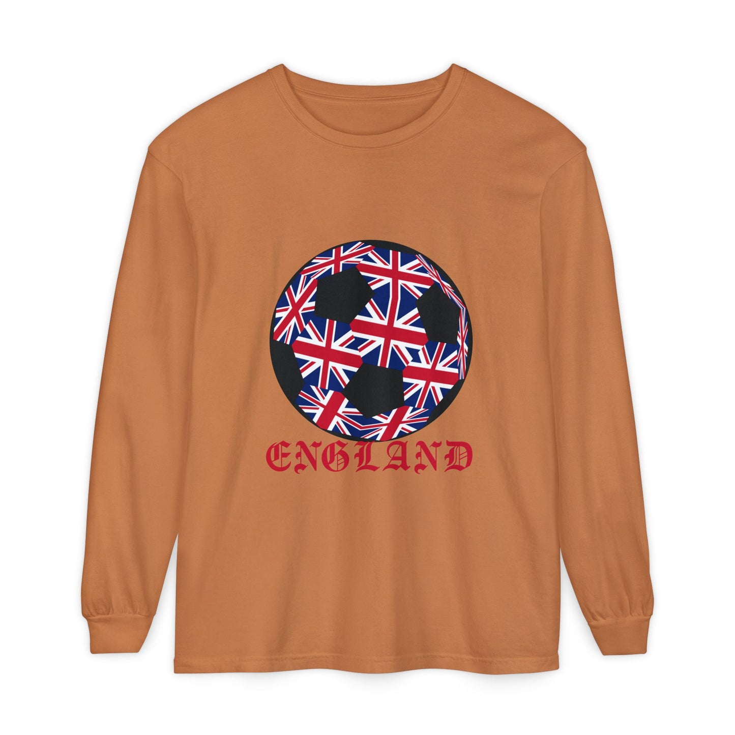 Old English Style Specialty Soccer Ball Design Long Sleeve Tee