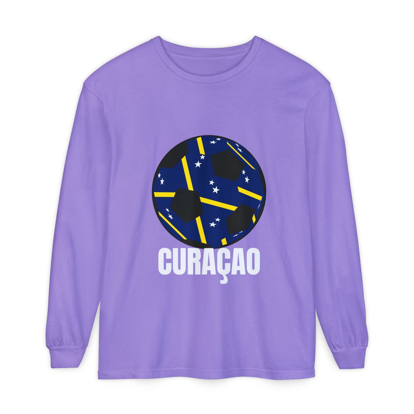 Curacao Fan Specialty Soccer Ball Design Long Sleeve Tee