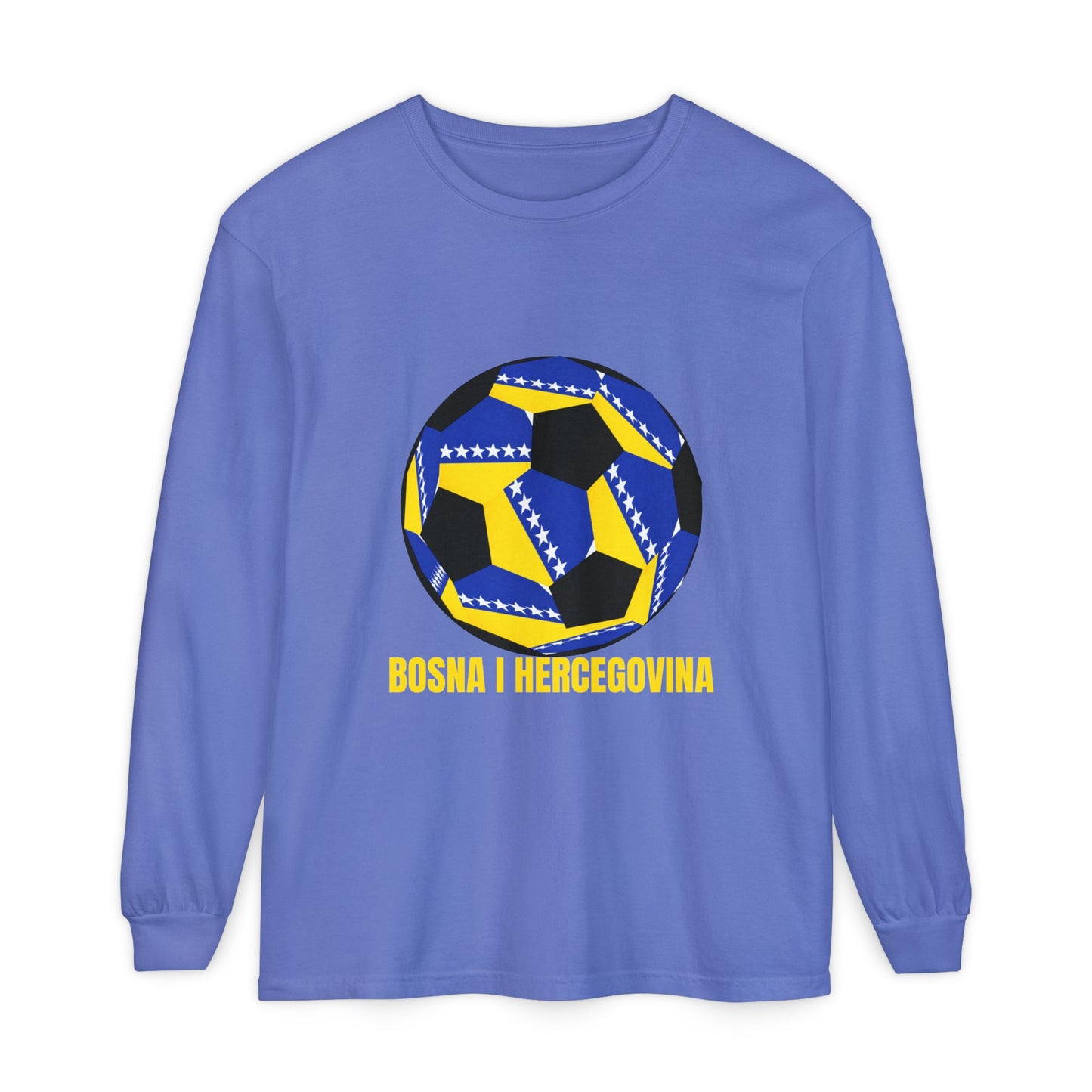 Bosnia Herzegovina Fan Specialty Soccer Ball Design  Long Sleeve Tee