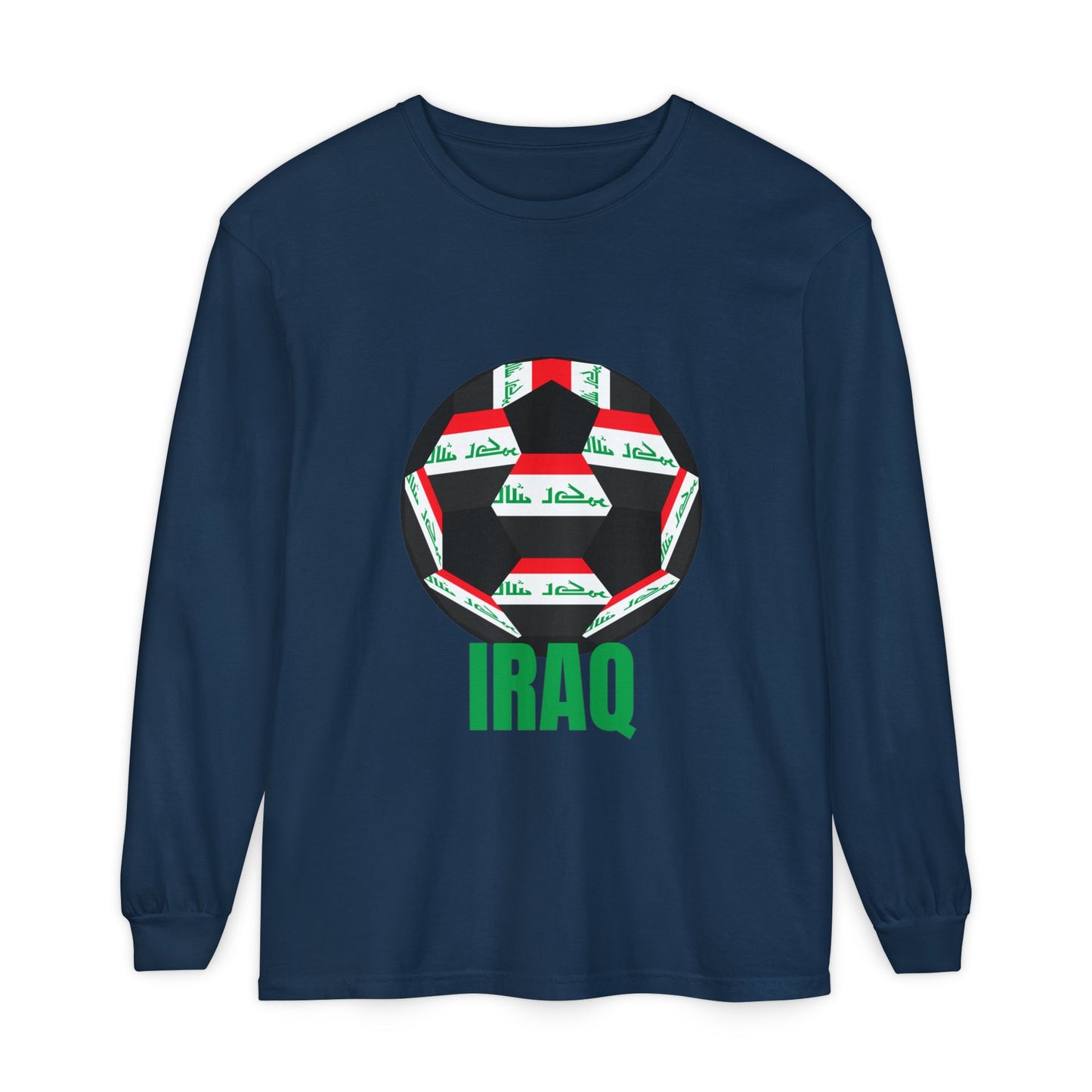 Iraq Fan Specialty Soccer Ball Design Long Sleeve Tee