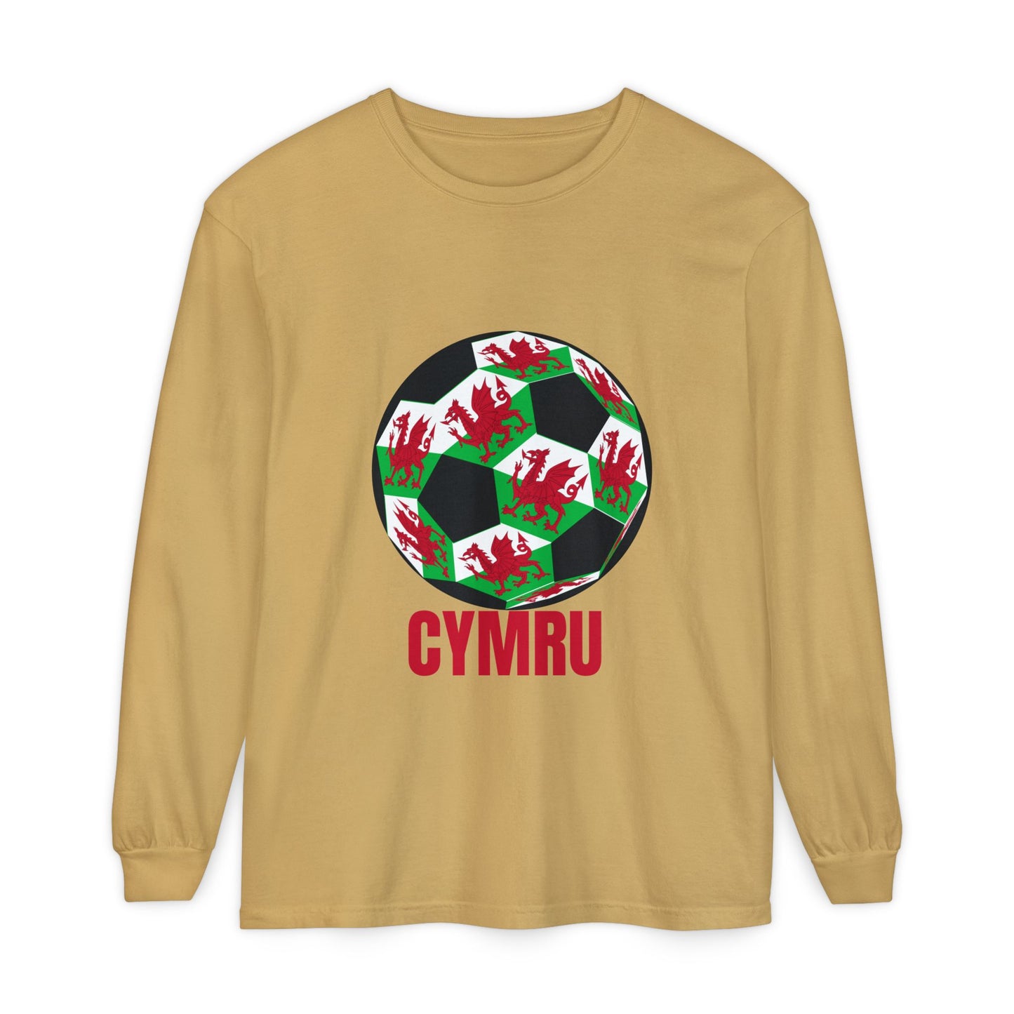 Cymru Fan Specialty Soccer Ball Design Long Sleeve Tee
