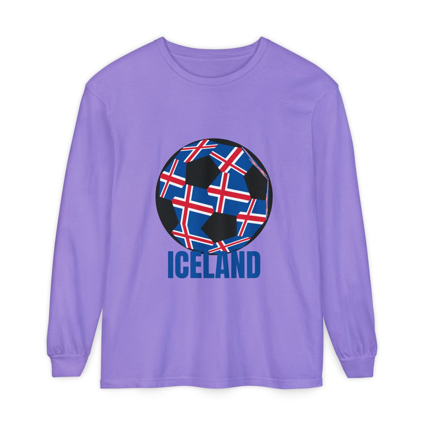 Iceland Fan Specialty Soccer Ball Design Long Sleeve Tee