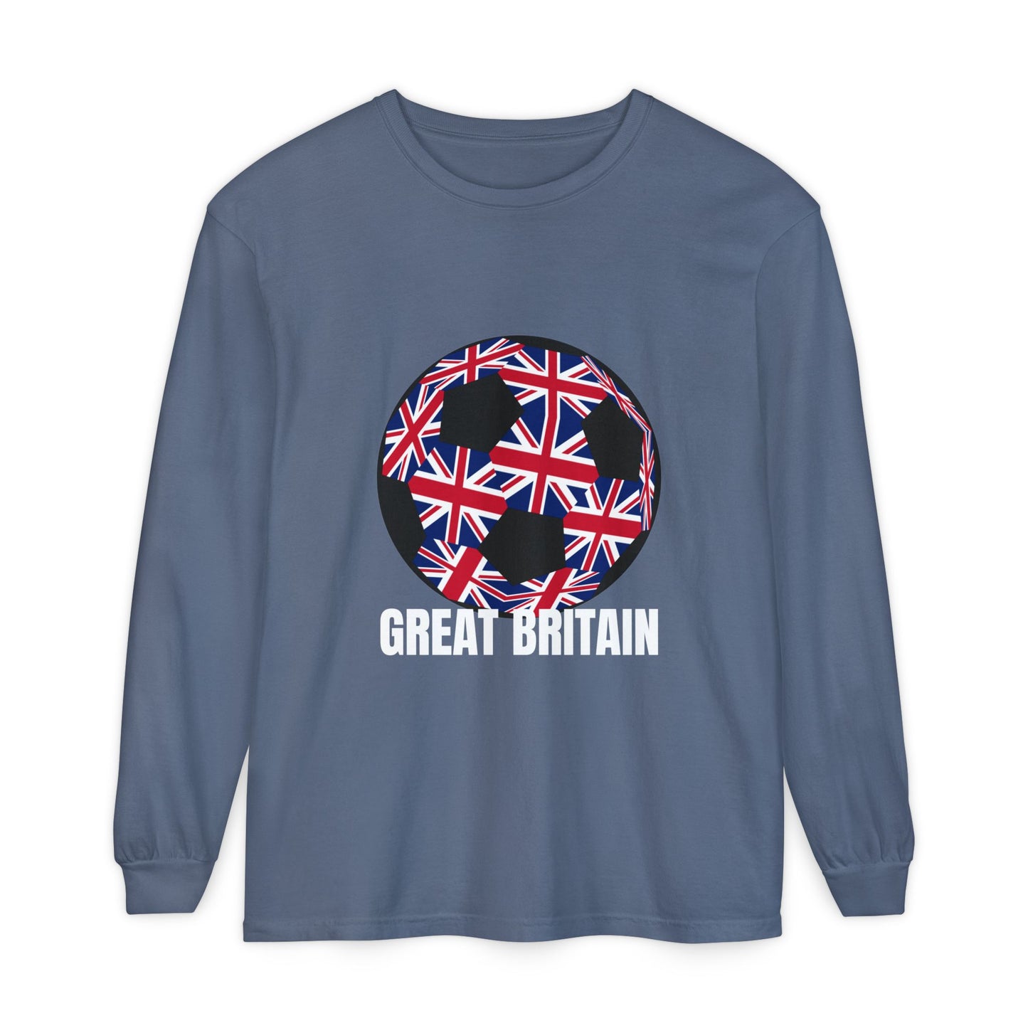 Great Britain Fan Specialty Soccer Ball Design Long Sleeve Tee